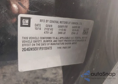 2015 Buick Regal Turbo/E-Assist Premium I z USA, uszkodzony, nr VIN 2G4GN5EX1F9158473